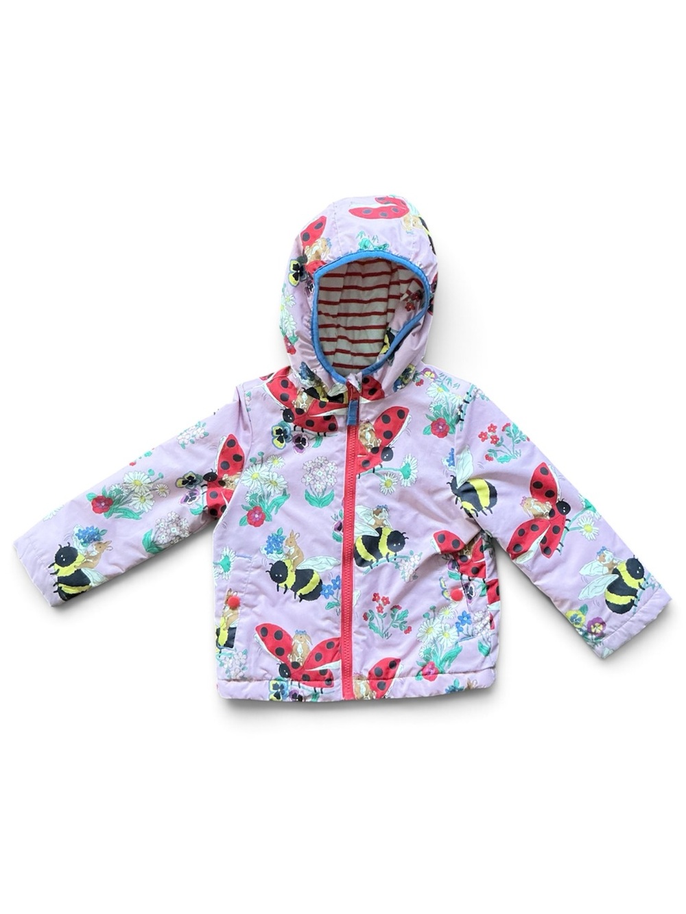 Mini Boden Purple Floral Raincoat with Ladybugs and Bees